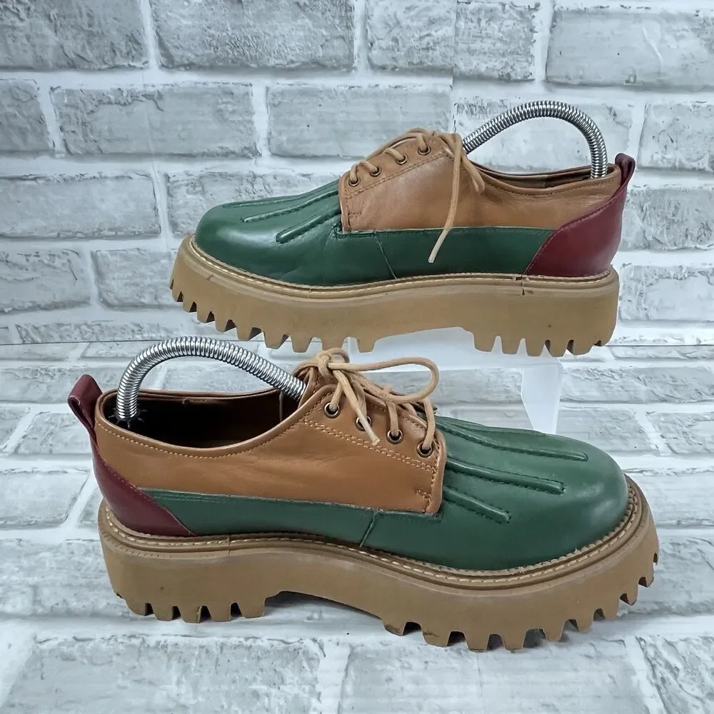 Seychelles for Free People Aspen Women's Size 9 Leather Color Block Lug Loafers